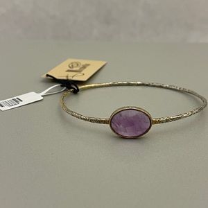 925 Sterling Silver Gold Plated Amethyst Bangle